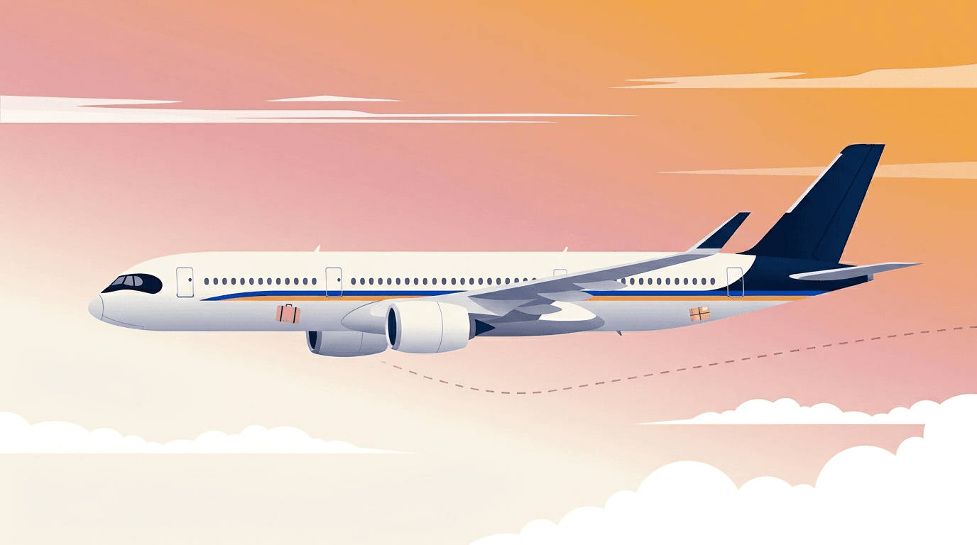 Airbus A350 transportant des colis dans un ciel de coucher de soleil